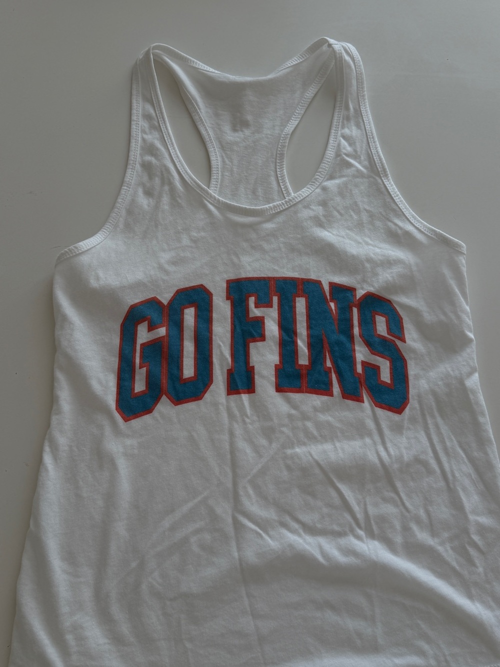 MIAMI DOLPHINS GO FINS White womens  Top - Racerback Tee size large